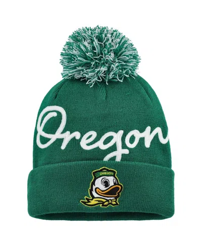 Fanatics Women's Green Oregon Ducks Excel Cuffed Knit With Pom Hat