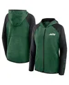 Fanatics Women's Green/black New York Jets Redzone End Around Pass Raglan Full-zip Hoodie In Green