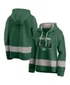 Fanatics Women's Green/gray New York Jets Huddle Up Fundamental Fleece Color Block Pullover Hoodie In Green