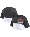 Fanatics Women's Heather Black/white San Francisco Giants Color Split Boxy Cropped T-shirt