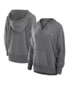 Fanatics Women's Heather Charcoal Baltimore Ravens Initiative Snow Wash French Terry V-neck Pullover Hoodie In Heather Charcoal