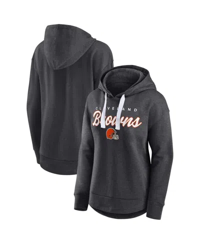 Fanatics Women's Heather Charcoal Cleveland Browns Set To Fly Pullover Hoodie In Gray