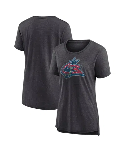 FANATICS WOMEN'S HEATHER CHARCOAL COLUMBUS BLUE JACKETS SPECIAL EDITION 2.0 MODERN T-SHIRT