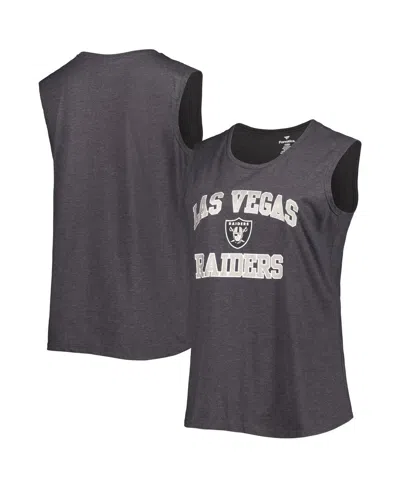 Fanatics Women's Heather Charcoal Las Vegas Raiders Plus Size Tank Top