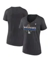 Fanatics Women's Heather Charcoal Los Angeles Dodgers 2024 World Series Champions Locker Room T-shirt In Heather Charcoal