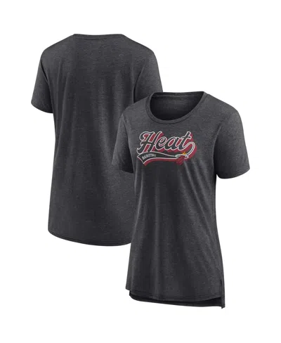 Fanatics Women's Heather Charcoal Miami Heat League Leader Tri-blend T-shirt