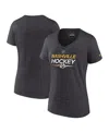 Fanatics Women's Heather Charcoal Nashville Predators Authentic Pro Primary V-neck T-shirt In Gray