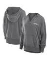 Fanatics Women's Heather Charcoal Minnesota Vikings Initiative Snow Wash French Terry V-neck Pullover Hoodie In Gray
