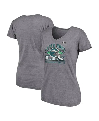 Fanatics Women's Heather Charcoal Philadelphia Eagles Super Bowl Lix Plus Size Our Pastime V-neck T-shirt