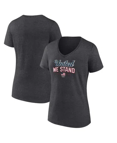 Fanatics Women's Heather Charcoal Team Usa Victory V-neck T-shirt