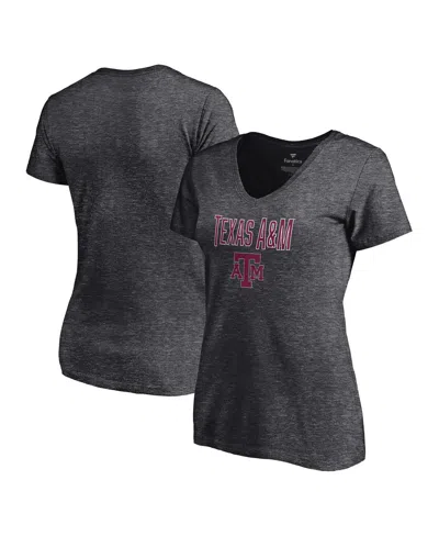 Fanatics Women's Heather Charcoal Texas A&m Aggies Team Lockup V-neck T-shirt In Neutral