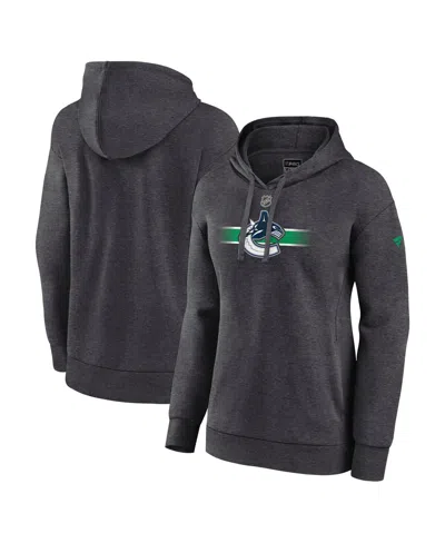 Fanatics Women's Heather Charcoal Vancouver Canucks Authentic Pro Core Secondary Fleece Pullover Hoodie In Blue