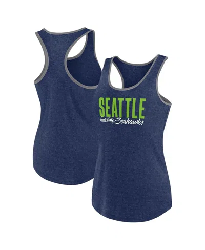 Fanatics Women's Heather College Navy Seattle Seahawks Plus Size Fuel Tank Top In Blue