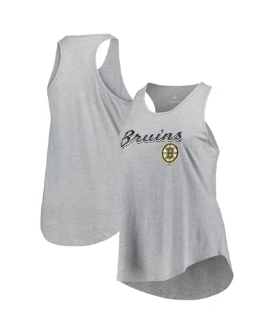 Fanatics Women's Heather Gray Boston Bruins Plus Size Racerback Tank Top