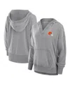 Fanatics Women's Heather Gray Cleveland Browns Initiative Snow Wash French Terry V-neck Pullover Hoodie In Heather Gray