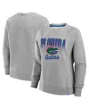 Fanatics Women's Heather Gray Florida Gators Training Camp Hit Hard Fleece Pullover Sweatshirt In Heather Gray