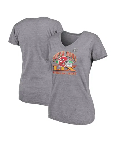 Fanatics Women's Heather Gray Kansas City Chiefs Super Bowl Lix Plus Size Our Pastime V-neck Tri-blend T-shir