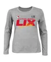 Fanatics Women's Heather Gray Kansas City Chiefs Super Bowl Lix Plus Size Quick Pass Long Sleeve Scoop Neck T In Heather Gray