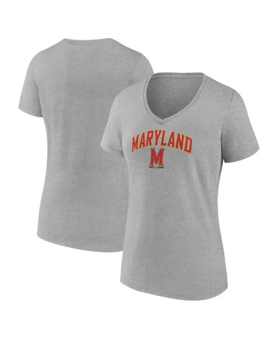 Fanatics Women's Heather Gray Maryland Terrapins Campus V-neck T-shirt