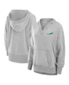 Fanatics Women's Heather Gray Miami Dolphins Initiative Snow Wash French Terry V-neck Pullover Hoodie In Gray
