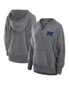 Fanatics Women's Heather Charcoal Minnesota Vikings Initiative Snow Wash French Terry V-neck Pullover Hoodie In Heather Gray