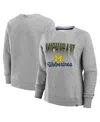 Fanatics Women's Heather Gray Michigan Wolverines Training Camp Hit Hard Fleece Pullover Sweatshirt In Heather Gray