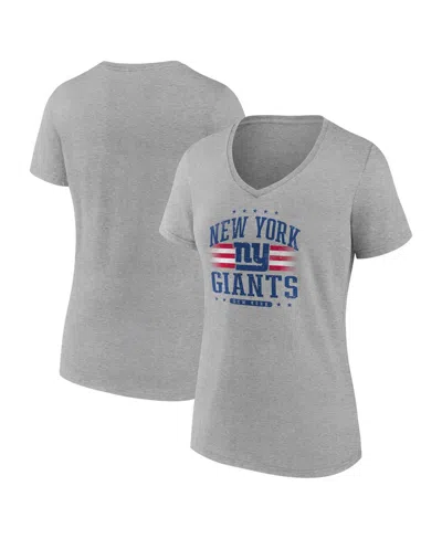 Fanatics Women's Heather Gray New York Giants Americana V-neck T-shirt