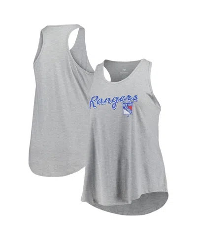Fanatics Women's Heather Gray New York Rangers Plus Size Racerback Tank Top