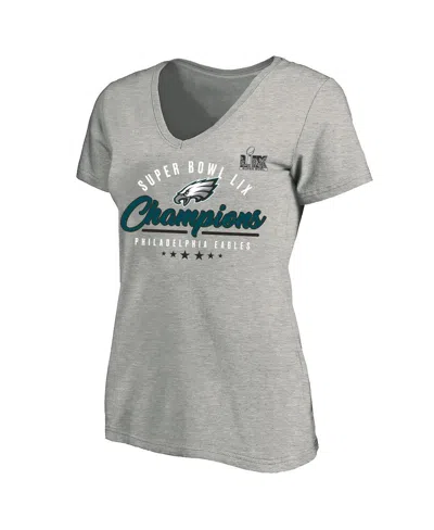 Fanatics Women's Heather Gray Philadelphia Eagles Super Bowl Lix Champions Plus Size Prestigious Run Tri-blen