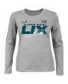 Fanatics Women's Heather Gray Philadelphia Eagles Super Bowl Lix Plus Size Quick Pass Long Sleeve Scoop Neck In Heather Gray