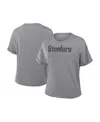 Fanatics Women's Heather Gray Pittsburgh Steelers Swing Pass Tri-blend Boxy T-shirt In Gray