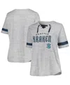 Fanatics Women's Heather Gray Seattle Kraken Plus Size Lace-up T-shirt In Heather Gray,navy