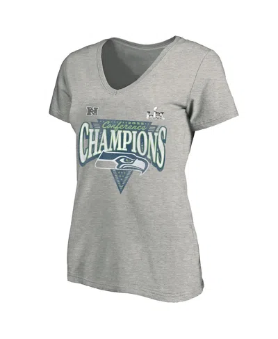 Fanatics Women's Heather Gray Seattle Seahawks 2025 Nfc Champions Plus Size Hail Mary Tri-blend V-neck T-shir