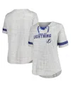 Fanatics Women's Heather Gray Tampa Bay Lightning Plus Size Lace-up T-shirt In Heather Gray,royal
