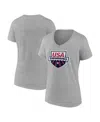 Fanatics Women's Heather Gray Usa Swimming Primary Logo V-neck T-shirt In Heather Gray