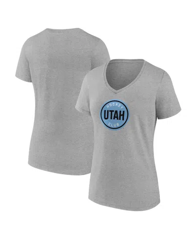 Fanatics Women's Heather Gray Utah Hockey Club Draft Logo V-neck T-shirt