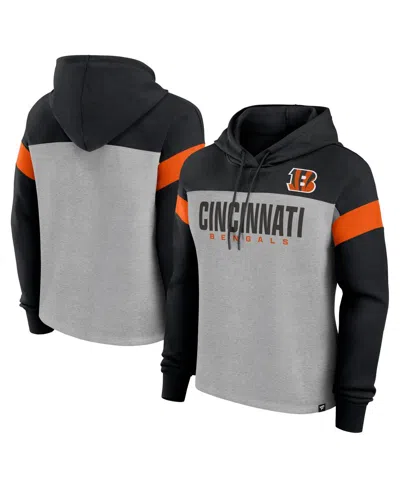Fanatics Women's Heather Gray/black Cincinnati Bengals Bold Play Call Pullover Hoodie In Heather Gray,black