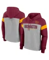 Fanatics Women's Heather Gray/burgundy Washington Commanders Bold Play Call Pullover Hoodie In Heather Gray,burgundy