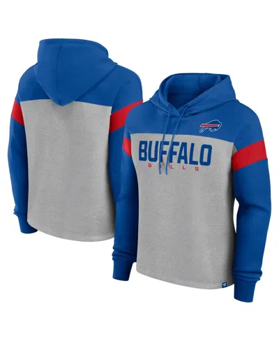 Fanatics Women's Heather Gray/royal Buffalo Bills Bold Play Call Pullover Hoodie In Heather Gray,royal