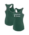 Fanatics Women's Heather Green Michigan State Spartans Fuel Racerback Tank Top In Heather Green
