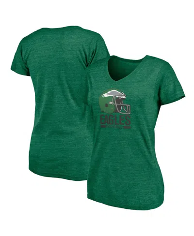 Fanatics Women's Heather Kelly Green Philadelphia Eagles Gridiron Classics Weathered Vintage Helmet Tri-blend