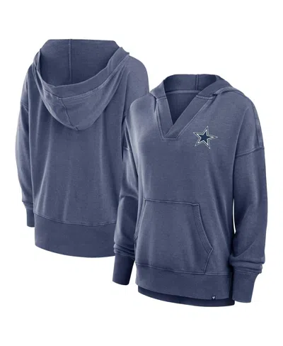 Fanatics Women's Heather Navy Dallas Cowboys Initiative Snow Wash French Terry V-neck Pullover Hoodie