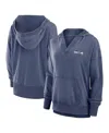 Fanatics Women's Heather Navy Seattle Seahawks Initiative Snow Wash French Terry V-neck Pullover Hoodie In Heather Navy