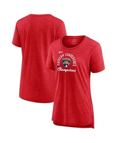 Fanatics Women's Heather Red Florida Panthers 2024 Eastern Conference Champions Drive Tri-blend T-shirt