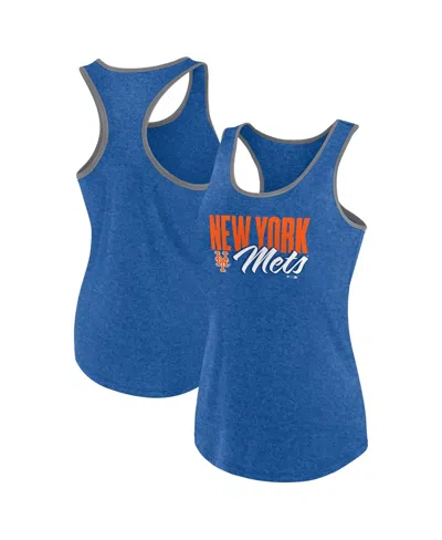 Fanatics Women's Heather Royal New York Mets Fuel Racerback Tank Top In Royal,heather Gray