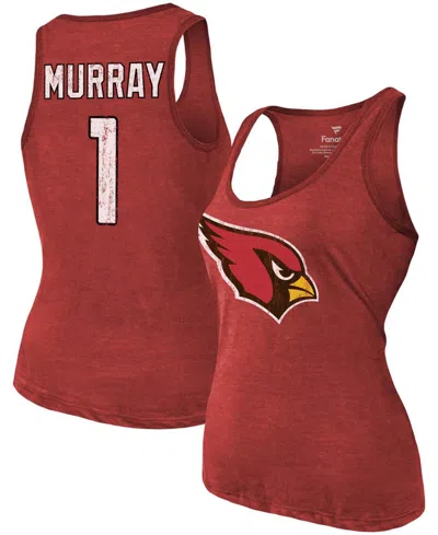 Fanatics Women's Heathered Cardinal Arizona Cardinals Name Number Tri-blend Tank Top In Burgundy