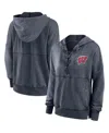 Fanatics Women's Heathered Charcoal Wisconsin Badgers Overall Speed Lace-up Pullover Hoodie In Heather Charcoal