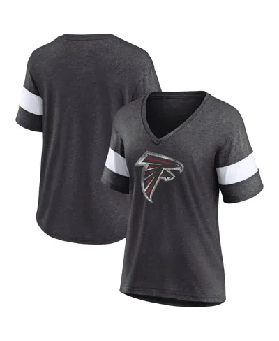 Fanatics Women's Heathered Charcoal/white Atlanta Falcons Distressed Team Tri-blend V-neck T-shirt
