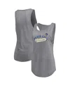 Fanatics Women's Heathered Gray Golden State Warriors Quality Time Open Scoop Neck Tri-blend Tank Top In Heather Gray
