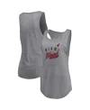 Fanatics Women's Heathered Gray Miami Heat Quality Time Open Scoop Neck Tri-blend Tank Top In Heathered Gray